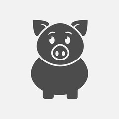 Pig icon isolated on white background. Vector illustration.
