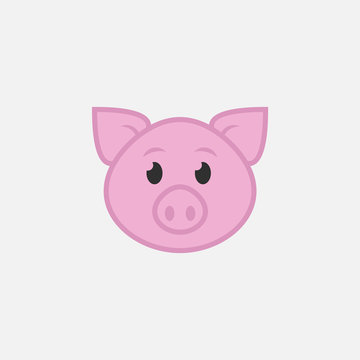 Pig face icon isolated on white background. Vector illustration.