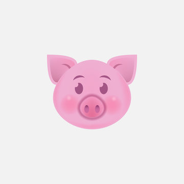 Pig face icon isolated on white background. Vector illustration.