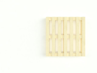  top view of wooden pallets on white background