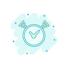 Vector cartoon clock timer icon in comic style. Time alarm concept illustration pictogram. Stopwatch clock business splash effect concept.