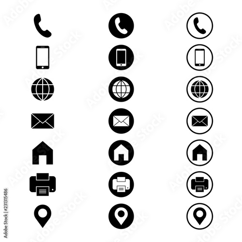 "Business card icon set in modern flat design isolated on ...