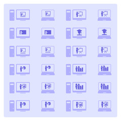 Webinar , E-Learning - set of vector icons