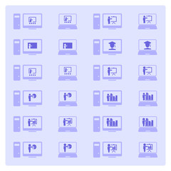 Fototapeta premium Webinar , E-Learning - set of vector icons