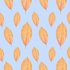 Close up of yellow autumn leaf seamless pattern background