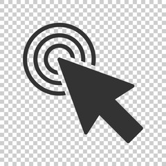 Computer mouse cursor icon in flat style. Arrow cursor vector illustration on isolated background. Mouse aim business concept.