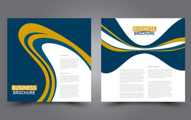 Square flyer template. Simple brochure design. Poster for business, education, advertisement, banner, ad banner. Vector illustration. Blue and yellow color.
