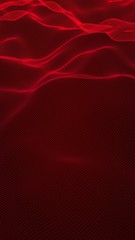 Abstract landscape on a red background. Cyberspace grid. Hi-tech network. Vertical image orientation. 3D illustration