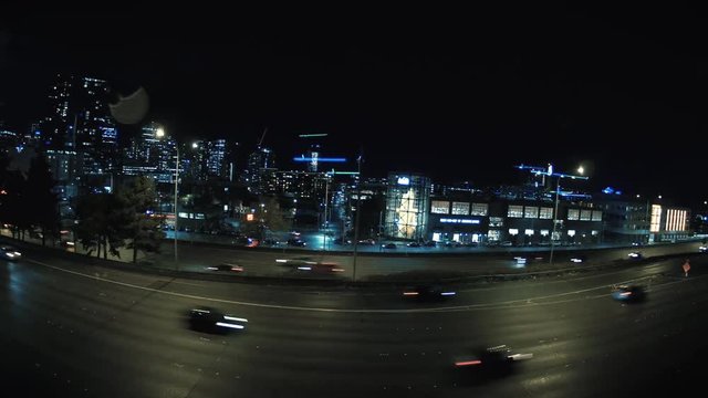 Busy City Nightlife Rotating Time Lapse