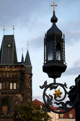 Fototapeta na wymiar Lantern on the Charles Bridge in Prague
