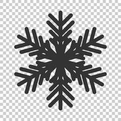 Snowflake icon in flat style. Snow flake winter vector illustration on isolated background. Christmas snowfall ornament business concept.