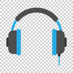 Headphone headset icon in flat style. Headphones vector illustration on isolated background. Audio gadget business concept.