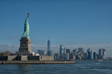 Statue of Liberty and Manhattan Skyline - Daytime