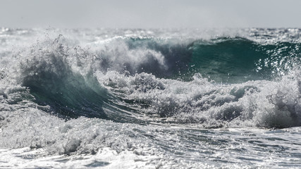 Wild sea at Hanakapiai beach, Kauai, Hawaii.