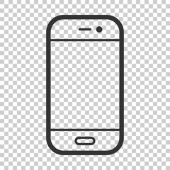 Smartphone icon in flat style. Phone handset vector illustration on isolated background. Smartphone business concept.