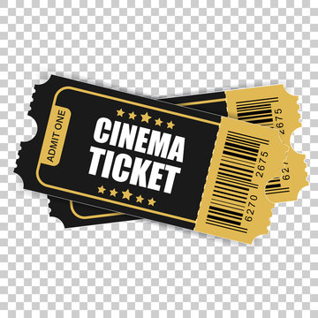 Realistic cinema ticket icon in flat style. Admit one coupon entrance vector illustration on isolated background. 3d ticket business concept.