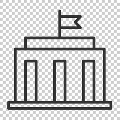 Bank building icon in flat style. Government architecture vector illustration on isolated background. Museum exterior business concept.