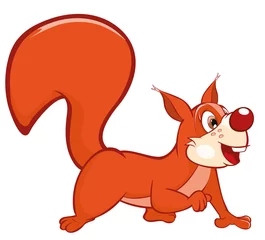 Fotobehang  Illustration of a Cute Squirrel. Cartoon Character © liusa