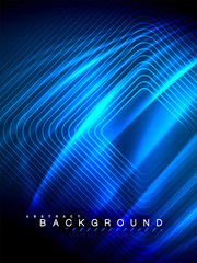 Neon glowing wave, magic energy and light motion background. Vector illustration