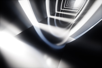 Empty tunnel, 3d rendering tech display stage.