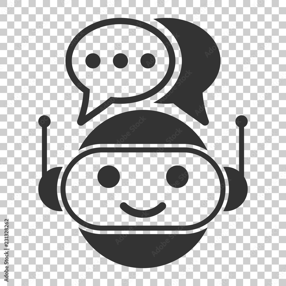 Poster cute robot chatbot icon in flat style. bot operator vector illustration on isolated background. smar