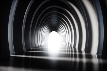 Empty tunnel, 3d rendering tech display stage.