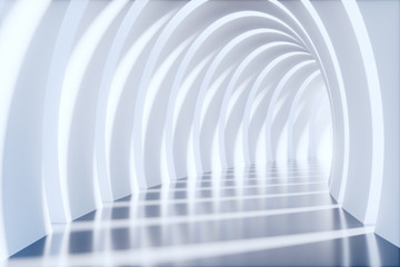 Empty tunnel, 3d rendering tech display stage.