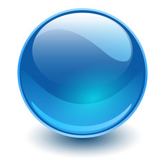 Glass sphere, blue vector ball.
