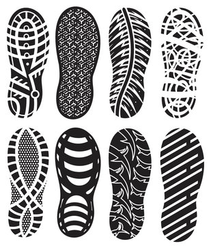 Shoe prints vector set