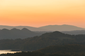 Fototapeta premium Ridges of the mountains at sunrise.