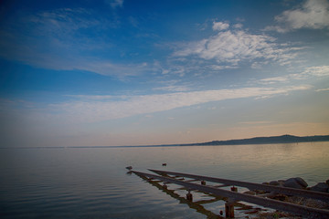 tracks leading into the water to bring a boat into the water