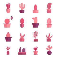Vector cartoon house plant cactus icon background