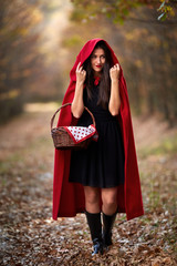 Red Riding Hood cosplay in the forest