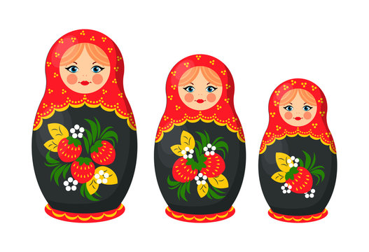 Matryoshka Nesting Doll Set Vector Illustration