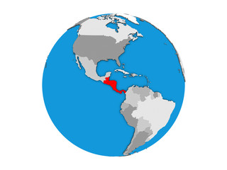 Central America on blue political 3D globe. 3D illustration isolated on white background.