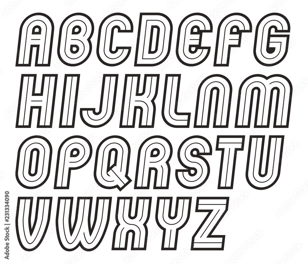 Poster vector vintage creative script, modern bold rounded alphabet letters set, for use as retro poster de