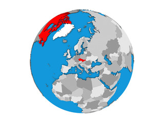 Naklejka premium Czechoslovakia on blue political 3D globe. 3D illustration isolated on white background.