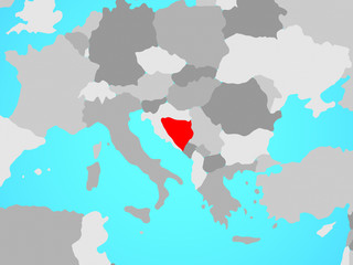 Bosnia and Herzegovina on blue political globe.