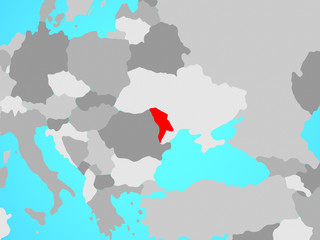 Moldova on blue political globe.