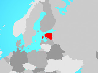 Fototapeta premium Estonia on blue political globe.