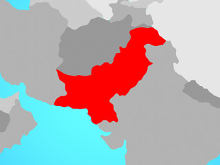 Pakistan on blue political globe.