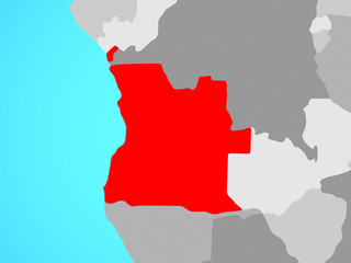 Angola on blue political globe.