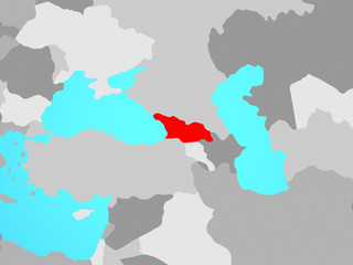 Georgia on blue political globe.