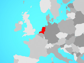 Obraz premium Netherlands on blue political globe.