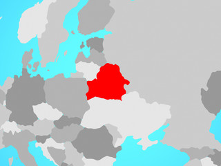 Belarus on blue political globe.