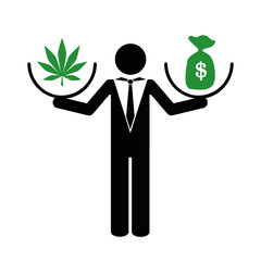 businessman makes money with cannabis pictogram