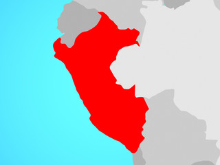 Peru on blue political globe.