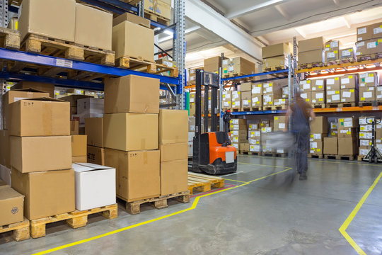 Large warehouse with a variety of boxes