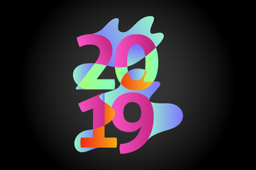Happy New Year 2019,Number 2019,Numeral 2019, colorful 2019 vector illustration