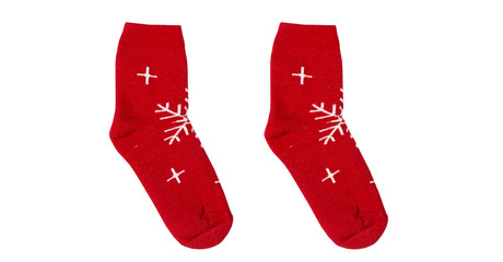
Christmas red socks with ornament isolated on white background